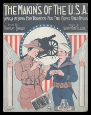 MAKIN'S OF THE USA 1918 BULL DURHAM TOBACCO Army/Navy WWI Vintage Sheet Music