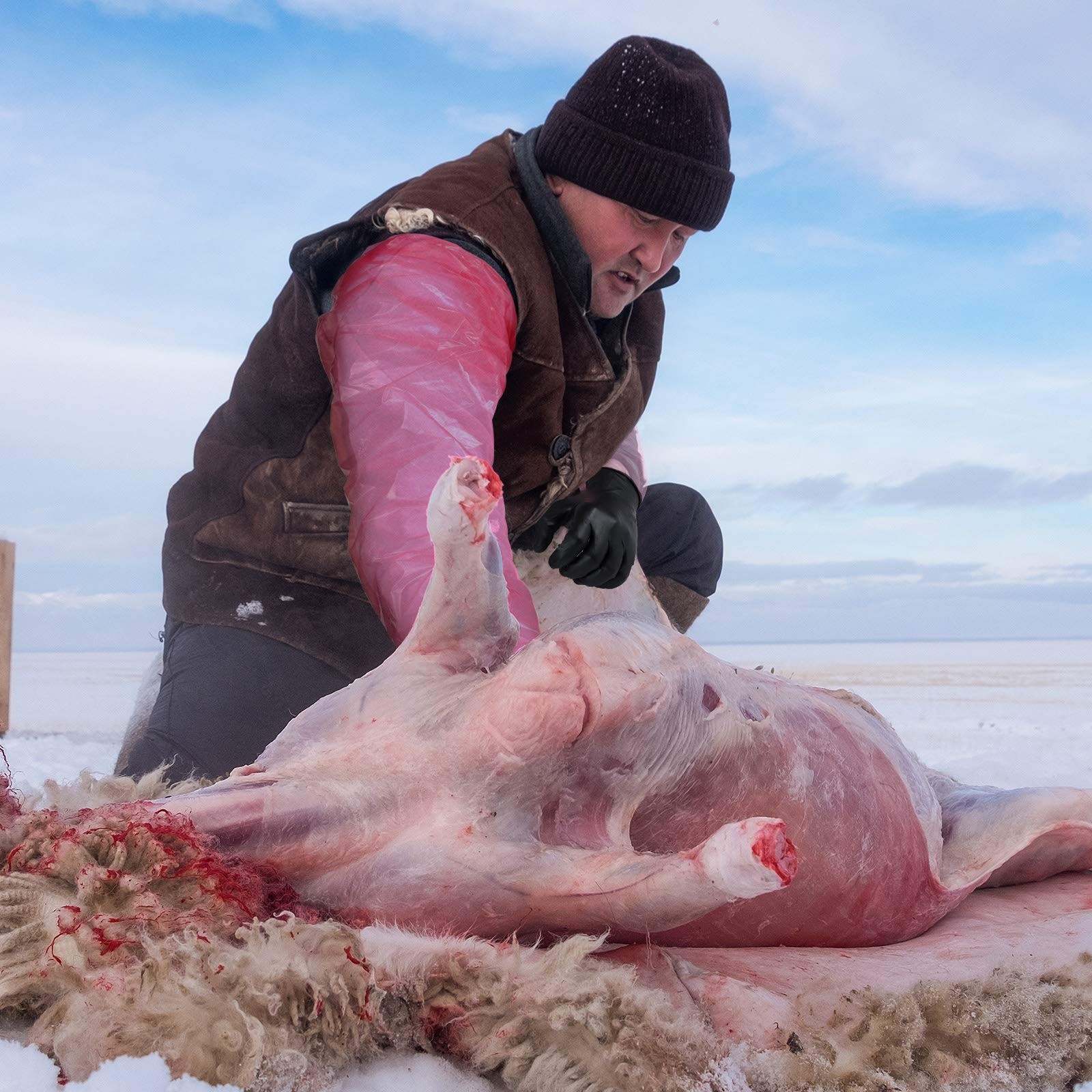 Patelai 20 Pairs Field Dressing Gloves Hunting Deer Gutting Mittens Disposabl...