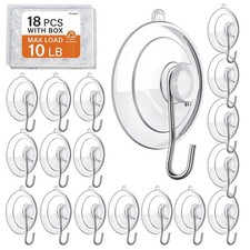 18 Pack Suction Cup Hooks Max Load 10LB, 1.77Inch Suction Cup Hook for Glass ...