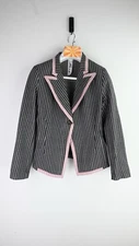 M.A Dainty linen  pinstripe  jacket In pink/charcoal  Size UK8