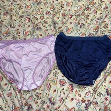 Fruit of the Loom Granny Brief Panty Size 7 Shiny Sissy Lace Panties Lot Of 2