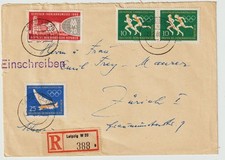 +DDR  int R-Brief mit MeF MiF Leipzig - Z&uuml;rich/Schweiz  +