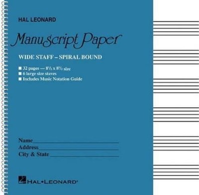 Wide Staff Wirebound Manuscript Paper (Aqua Cover) (Paperback)