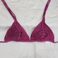 NWOT Pilyq Isla Halter M Triangle Strappy Bikini Swim Top Wine SAMPLE 117293