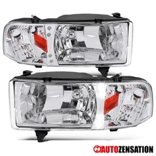 Fit 1994-2001 Dodge Ram 1500 2500 3500 Headlights Head Lamps w/ LED Left+Right
