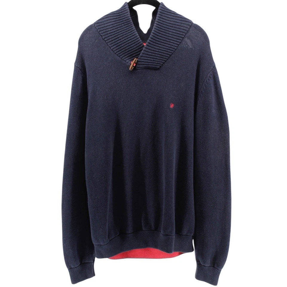 Suéter Carolina Herrera Azul Marino Cuello Simulado Piel de Cordero Coderas Acogedor Vacaciones XL Foto 2 de 4