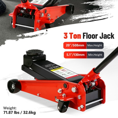 #ad 3 Ton Hydraulic Floor Jack with Single Quick Lift Piston PumpRed $111.92