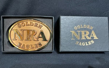 NIB Commemorative NRA Golden Eagles Brass Belt Buckle Gold Tone Buckle