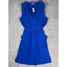 GAP Women's Royal Blue Sleeveless Wrap Midi Dress Casual Pocket Size XXL