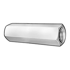 Coupling Nut, 5/8"-11, 18-8 Stainless Steel, Not Graded, Plain, 2-1/8 in Lg,