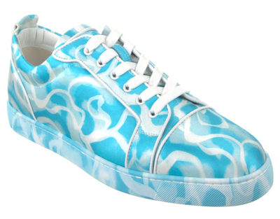 New Christian Louboutin Louis Junior Swimming Pool Satin Low Top