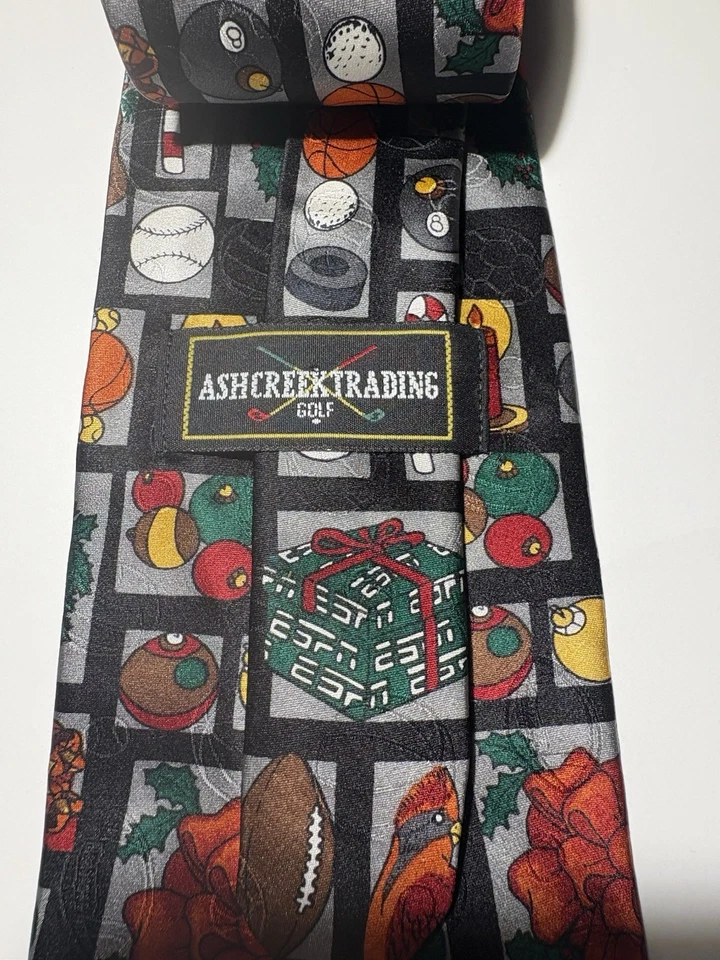 Corbata de Navidad deportiva multicolor de golf Ash Creek Trading para hombre 100 % seda Foto 4 de 4
