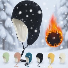 Thermal warm Hat Winter Hat with Ear Flaps Cycling Hats Flat Cap for Women Men