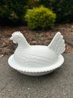 Vintage Indiana Glass White Milk Glass Hen on Nest Dish – 7” Covered Chicken