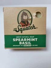 Dr Squatch Men's Natural Soap Spearmint Basil 5oz Bar Zero Grit