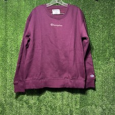 Womens Champion Plum Purple Spellout Pullover Sweatshirt Crewneck Sz Medium