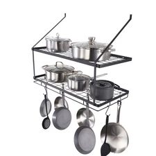 VEVOR Pot and Pan Rack Ceiling/ Wall Mounted/Under Cabinet Organzier w/ Hooks