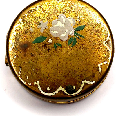 c1940s Debutante Rouge Compact Powder Tin Cornflower Mirror Fuller Brush Pad 6A