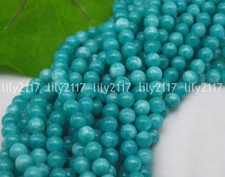 Natural 6/8/10mm Genuine Blue Aquamarine Gemstone Smooth Round Loose Beads 15''