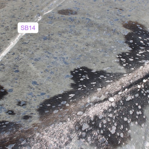 Silver Acid Washed on Brown & White COWHIDE - XL 7 x 8 Ft - Premium Cowhide Rug - Picture 9 of 13