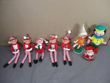 8 Vintage Christmas Pixie Elf Felt Ornaments ...