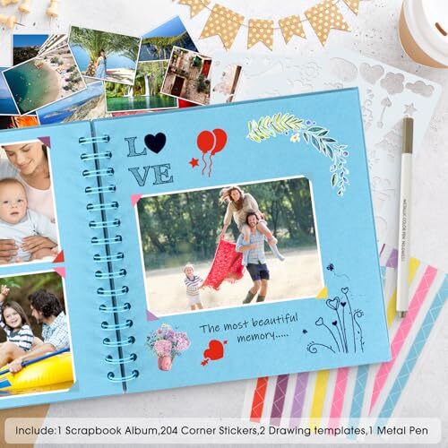 JAECU Album Photo Spirale Scrapbook 21x21cm, DIY Scrapbooking Album 40 Pages, Li - Photo 4/7