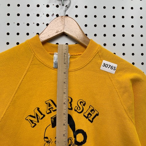 Vintage 90s Indian Head Marsh Crewneck Sweatshirt Youth Large Yellow USA 18x23 - Picture 10 of 15