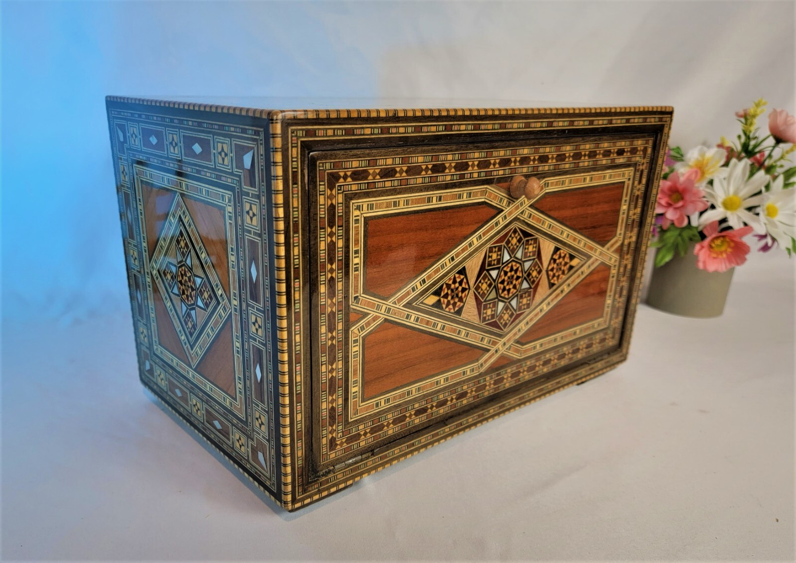 Jewelry Organizer box with 6 Drawers,Handmade.Wooden mosaic natural.Gift for Her-image