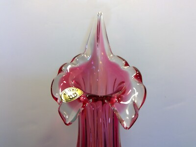 Bohemia Czechoslovakia Hand Made Jack in the Pulpit Clear / Pink