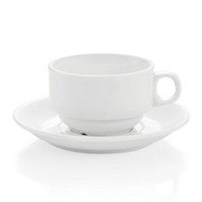 20x Tasse Obertasse & Untertasse 180 ml, Hamburg System, wei&szlig;, Porzellan, Kaffee