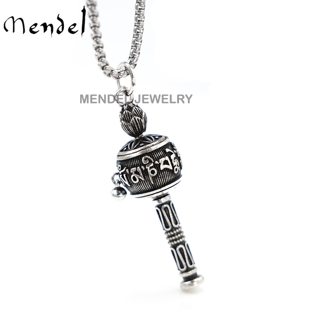 MENDEL Vintage Tibet Tibetan Buddhist Amulet Prayer Wheel Luck Pendant  Necklace