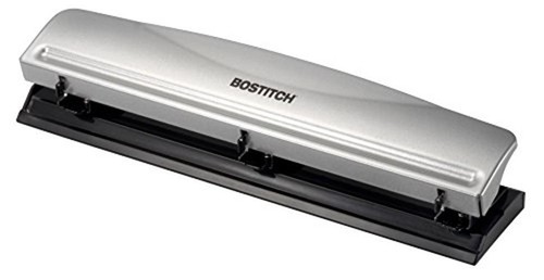 Bostitch 3-Hole Punch, 12 Sheet Capacity, Silver/Black (HP12) 