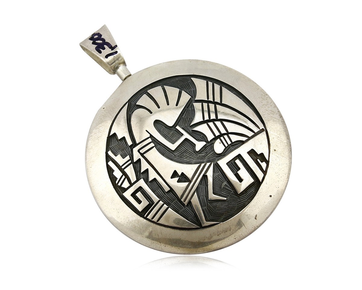 HOPI Spinner Pendant .925 SOLID Silver Signed Artist Cheryl