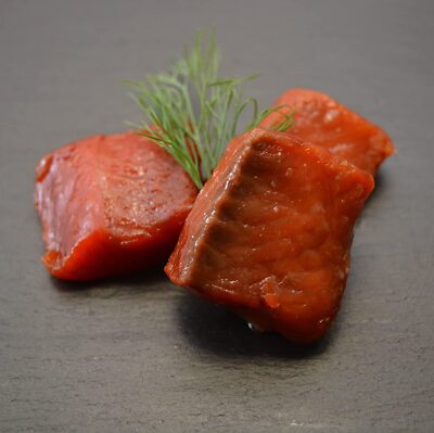 Smoked Salmon Nuggets Maple Flavored Wild Canadian Fish Seafood filet Sockeye