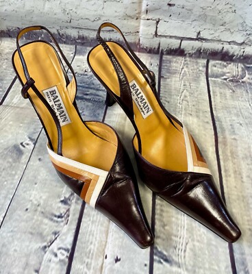 Balmain Shoes Vintage Balmain Brown Pointed Slingback Heels UK 6/EUR 39  UK