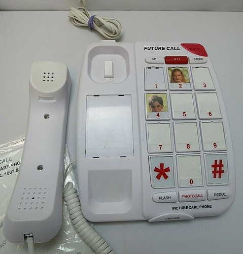 Future Call Picture Care Téléphone Bouton Poussoir Aide Écouter Fixe Perte de Mémoire - Photo 2/10