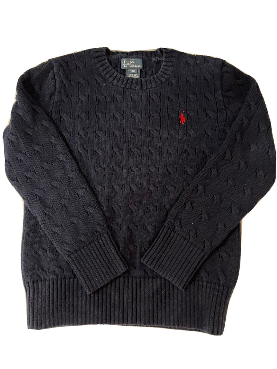 Polo Ralph Lauren Boys Small 8 Fisherman Cable Knit Sweater Cotton