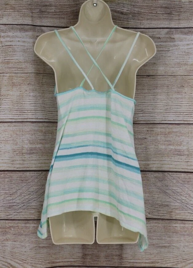 Camiseta sin mangas Victorias Secret Tee Shop para mujer talla pequeña entrecruzada a rayas azul Foto 3 de 4