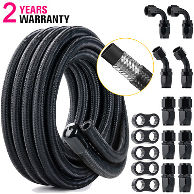 6AN-8AN Fuel Line Kit Nylon Braided CPE Oil Fuel Line 10FT with Hose Fitting Kit
