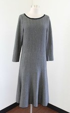 Ann Taylor Black Gray Herringbone Chevron Sweater Dress Size M Career Office