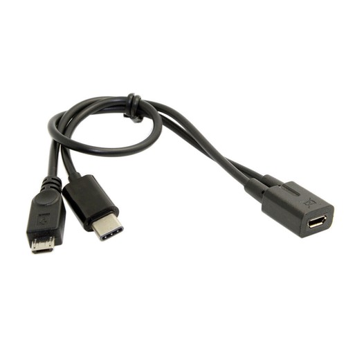 Micro USB Female to Type-C USB-C 3.1 & Micro USB Male Splitter Extension Cable - Picture 2 of 9