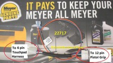 Meyer 22717 Pistol Grip To Touchpad Adapter Harness 12 Way - 6 Way
