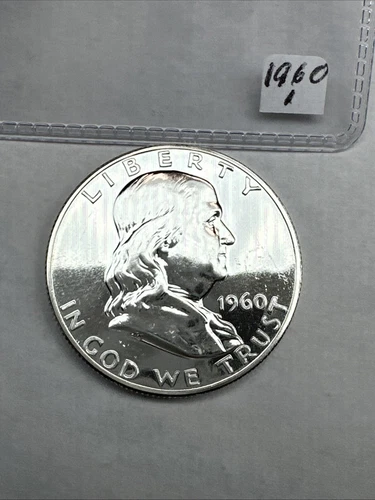 Uncirculated Proof 1960 Philadelphia Mint Silver Franklin Half 90% Silver