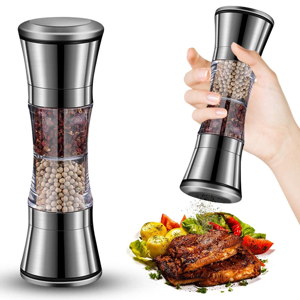 2 in 1 Pepper Grinder Stainless Steel Double-Head Sea Salt Spice Manual Grinder 2 in 1 Pepper Grinder Stainless Steel Double-Head Sea Salt Spice Manual Grinder
