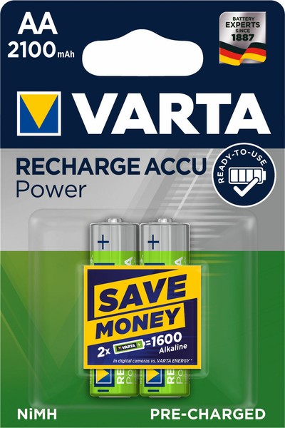 2 X Varta Recharge Accu Power Akku 56706 Aa Mignon HR6 Akku 2100Mah 1,2V-image