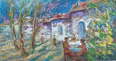Original Oil Painting on Cardboard   Artist s Work, 45x24 cm