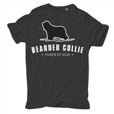 Herren Männer T-Shirt Bearded Collie Familie ist alles Hunde Motive Sprüche 