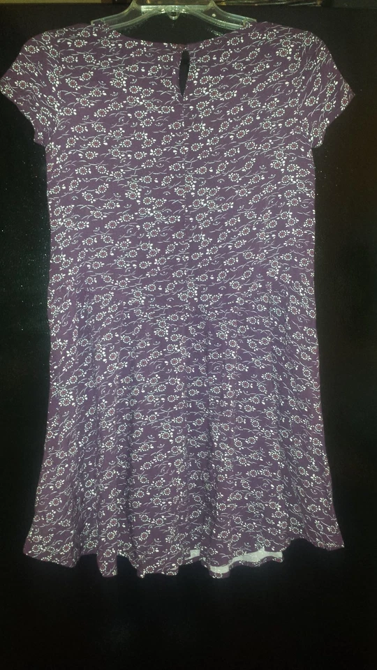 Top largo informal manga corta 100 % rayón floral púrpura L (10-12) azul marino antiguo/D Foto 2 de 2