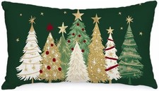 Christmas Pillow Cover 12X20 Inch Watercolor 20" x 12" Pack of 1 Green