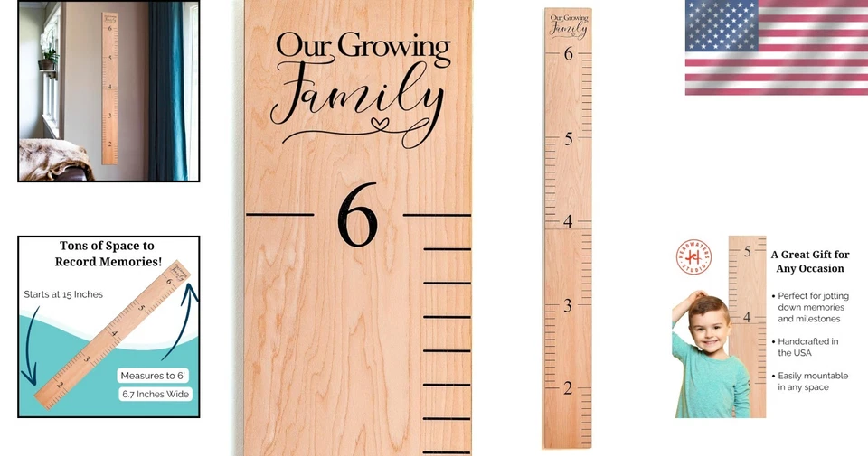Growth Ruler for Children - Natural Wood, Wall Measurement - Image 2 of 4